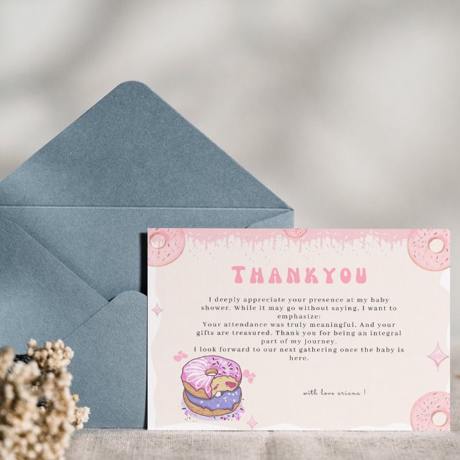 Tarjeta De Agradecimiento Dulce acuarela lindo donuts guión bebé ducha (Subido por el creador)