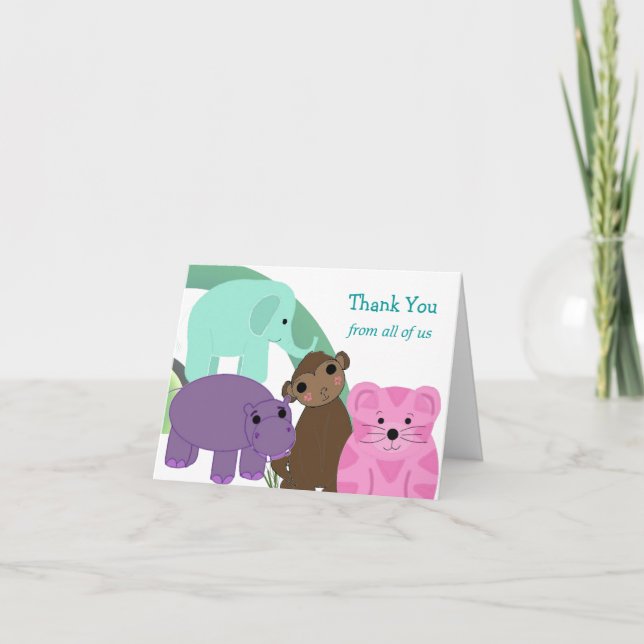 Tarjeta De Agradecimiento Dulce animal zoológico gracias (Anverso)