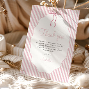 Tarjeta De Agradecimiento Dulce arco rosa con rayas finas para baby shower