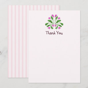 Tarjeta De Agradecimiento Dulce arte floral Art Nouveau Baby Shower rosa