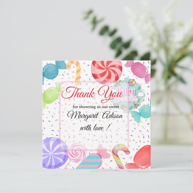 Tarjeta De Agradecimiento dulce baby shower  (Anverso de pie)