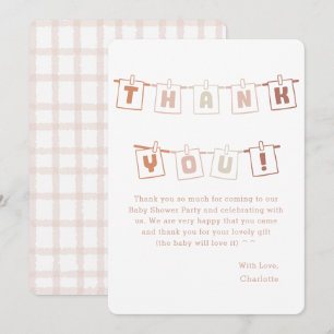 Tarjeta De Agradecimiento Dulce Baby Shower Boho Notedry a Cuadros