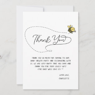Tarjeta De Agradecimiento Dulce Baby Shower de Abejita