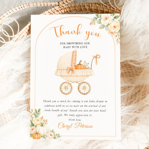 Tarjeta De Agradecimiento Dulce Baby Shower de Calabaza de Otoño 