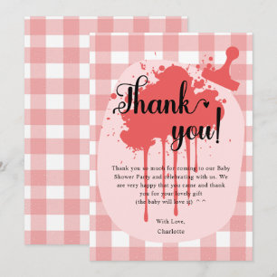 Tarjeta De Agradecimiento Dulce Baby Shower de Cuadros Rojo Pastel