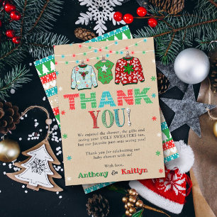 Tarjeta De Agradecimiento Dulce Baby Shower de Jersey Feo de Navidad