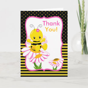 Tarjeta De Agradecimiento Dulce bebé Chica de abejas