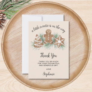 Tarjeta De Agradecimiento Dulce Bebé de Jengibre Navidad Baby Shower