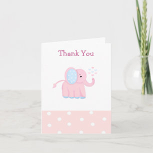 Tarjeta De Agradecimiento Dulce bebé elefante rosa gracias