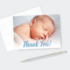 Tarjeta De Agradecimiento Dulce Blue Script Baby Boy Foto