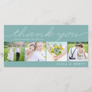 Tarjeta De Agradecimiento Dulce Boda Collage Gracias Cartas - Aqua