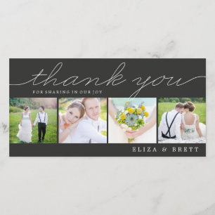 Tarjeta De Agradecimiento Dulce Boda de Collage Gracias Cartas - Carbón
