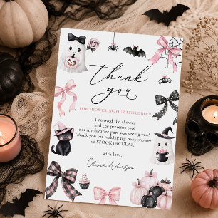 Tarjeta De Agradecimiento Dulce Boo Halloween fantasma niña Baby Shower