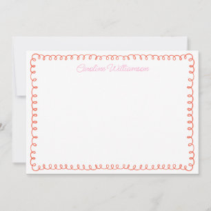Tarjeta De Agradecimiento Dulce borde divertido personalizado rosa naranja g
