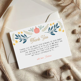 Tarjeta De Agradecimiento Dulce Calabacita Fiesta de Baby Shower de Otoño