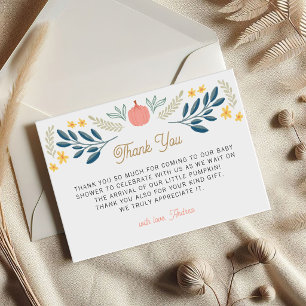 Tarjeta De Agradecimiento Dulce Calabacita Fiesta de Baby Shower de Otoño