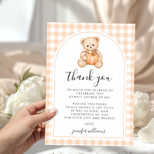 Tarjeta De Agradecimiento Dulce Calabacita Otoño Baby Shower con Lazo de Osi