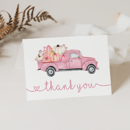 Tarjeta De Agradecimiento Dulce calabaza rosa de otoño Baby Shower