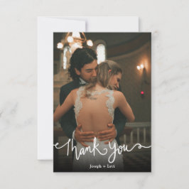 Tarjeta De Agradecimiento Dulce caligrafía de texto blanco Boda Gracias 