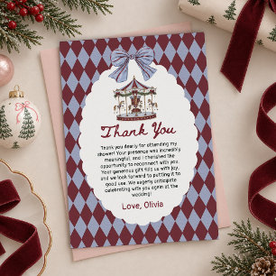 Tarjeta De Agradecimiento Dulce carrusel de lazo de Navidad Baby Shower