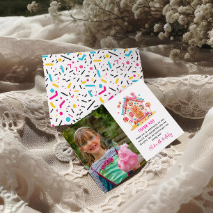 Tarjeta De Agradecimiento Dulce Celebración de Candyland Fiesta de Cumpleaño