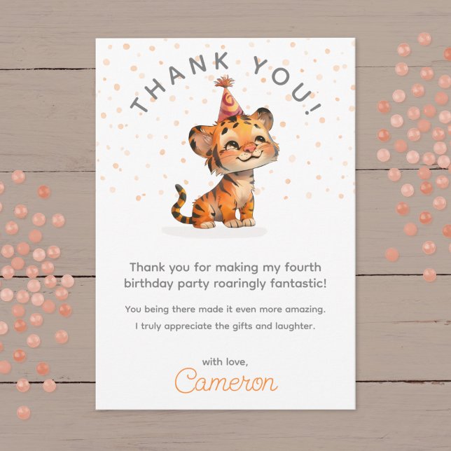Tarjeta De Agradecimiento Dulce celebración de cumpleaños de un niño tigre n (Subido por el creador)