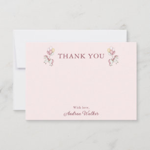 Tarjeta De Agradecimiento Dulce Chica de Carrusel de Rosa Pastel para Baby S