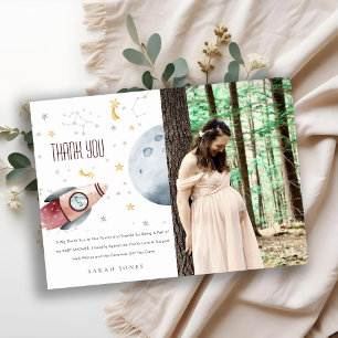 Tarjeta De Agradecimiento Dulce Cohete Estelar Espacio Exterior Baby Shower