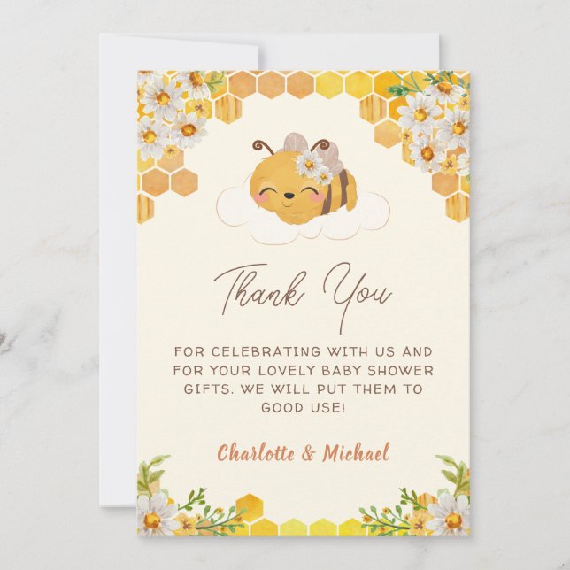 Tarjeta De Agradecimiento Dulce como puede ser Baby Shower (Anverso)