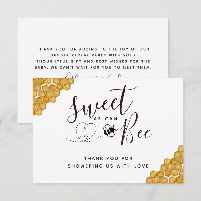 Tarjeta De Agradecimiento Dulce como puede ser el Fiesta de revelación de gé (Anverso / Reverso)