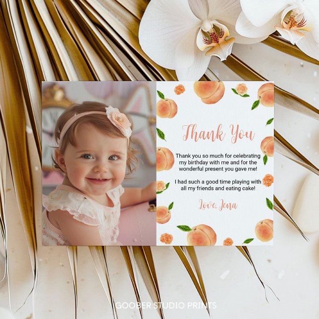 Tarjeta De Agradecimiento Dulce como una Peach Birday Photo You Card (Subido por el creador)