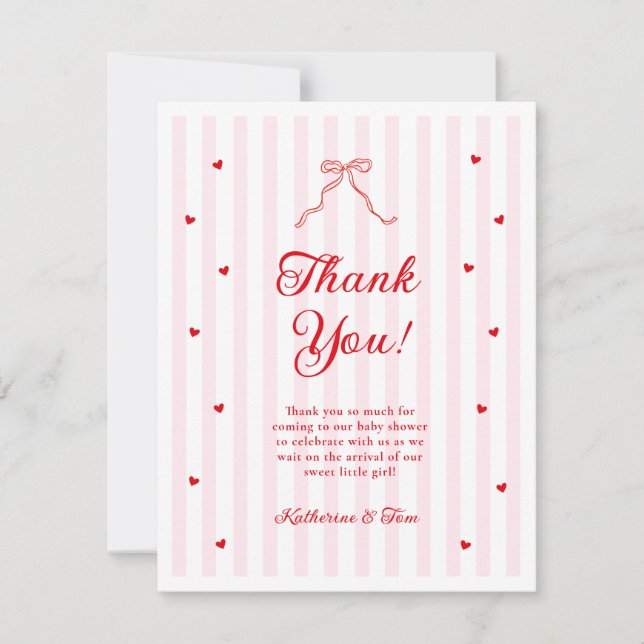 Tarjeta De Agradecimiento Dulce Corazón Baby Shower (Anverso)
