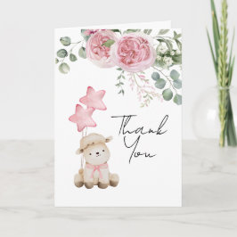 Tarjeta De Agradecimiento Dulce cordero rosa Roses verde foto
