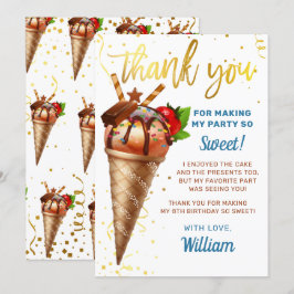 Tarjeta De Agradecimiento Dulce Crema de helado de chocolate de oro Cumpleañ