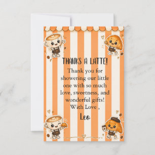 Tarjeta De Agradecimiento Dulce Croissant De Café Kawaii Naranja Baby Shower