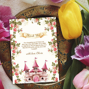 Tarjeta De Agradecimiento Dulce Cuento de Hadas Princesa Castillo Baby Showe