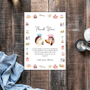 Tarjeta De Agradecimiento Dulce Cumpleaños Bebé Chef Pastelero Erizo Caprich