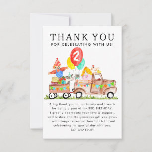 Tarjeta De Agradecimiento Dulce Cumpleaños de Granjas de Animales de Camión 