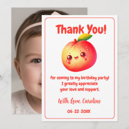 Tarjeta De Agradecimiento Dulce Cumpleaños de Melocotón Gracias
