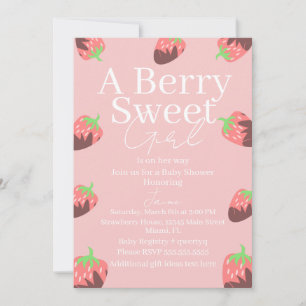 Tarjeta De Agradecimiento Dulce Cumpleaños Niña Fresa Baby Shower