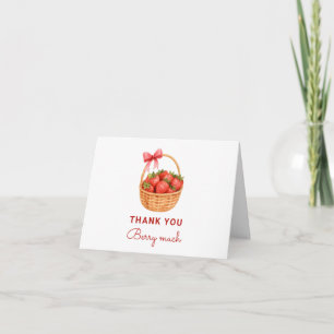 Tarjeta De Agradecimiento Dulce Cumpleaños Preppy de la Primera Fresa Mucho