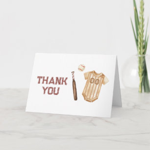 Tarjeta De Agradecimiento Dulce de Bebé Béisbol Little Slugger Boho Neutral 