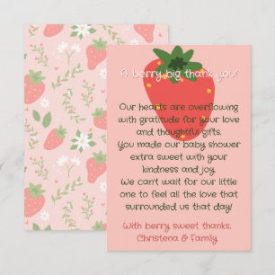 Tarjeta De Agradecimiento Dulce de Fresa para Baby Shower