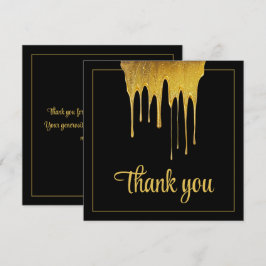 Tarjeta De Agradecimiento Dulce de lujo negro y oro Purpurina Drip 16 cumple