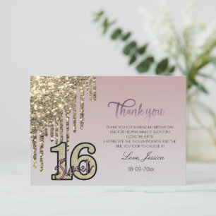 Tarjeta De Agradecimiento Dulce de oro rosa rosado de Rubor
