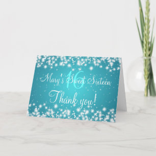 Tarjeta De Agradecimiento Dulce Dieciséis Gracias A Winter Sparkle Blue