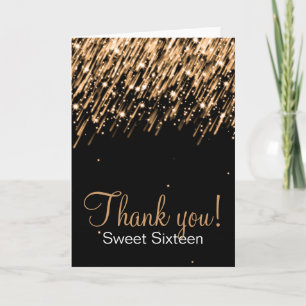Tarjeta De Agradecimiento Dulce Dieciséis Gracias Por Caer Las Estrellas Oro