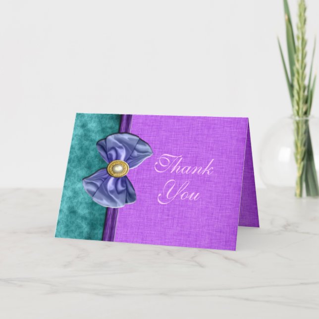 Tarjeta De Agradecimiento "dulce dieciséis" morado verde azulado 16 cumpleañ (Anverso)