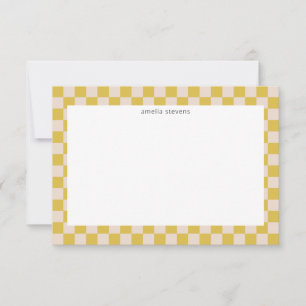 Tarjeta De Agradecimiento Dulce divertido tablero geométrico nombre amarillo