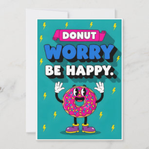 Tarjeta De Agradecimiento Dulce Donut Juego Donut No Te Preocupes Sé Feliz D